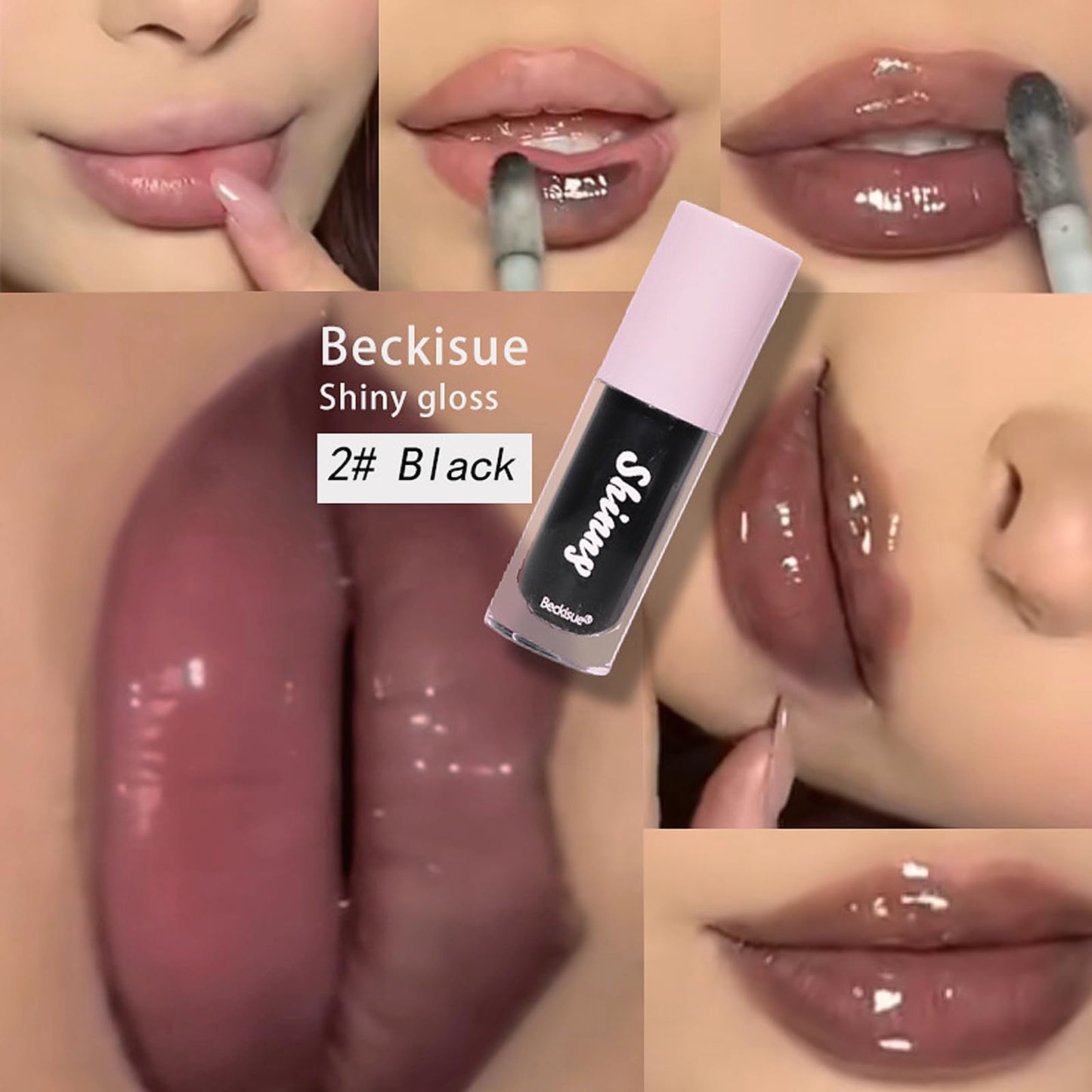 LuckNest Translucent Black Lip Gloss, Clear/Cherry/Sugar Lip Oil, Plumping Hydrating Mirror Highlight Gloss - Moisturizing Long Lasting & Non-Sticky Vegan Makeup (3Pcs)