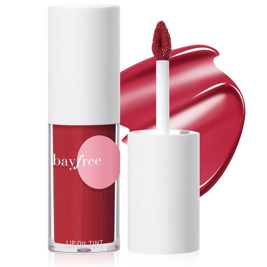 bayfree Hydrating Tinted Lip Oil, Korean Lip Gloss with High Shine & Pigmented Color, Lightweight Non-Sticky Formula for Dry Lips, Vitamin E Enriched for All-Day Moisturizing, Vegan & Cruelty-Free