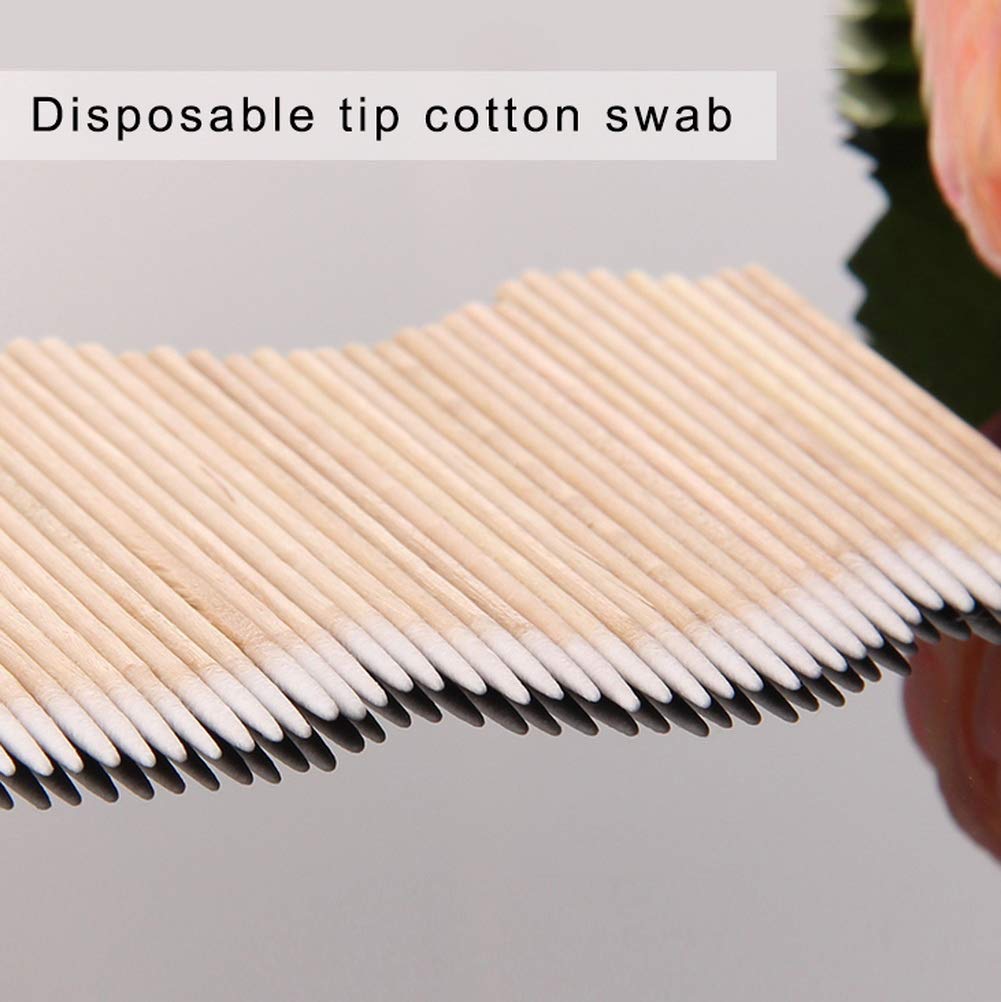 RIKWOG 200pcs Pointed Cotton Swabs, 4 inch Precision Microblading Cotton Swab Cotton Sticks Applicator for Eyebrow Tattoo Beauty Make-up Nail Clean, Wood Handle Pointed Tip Head