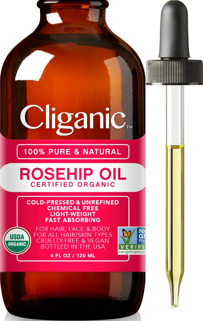 Cliganic Face Oil Trio - Vitamin E, Jojoba & Rosehip Oils for Glowing Skin | 3-Pack
