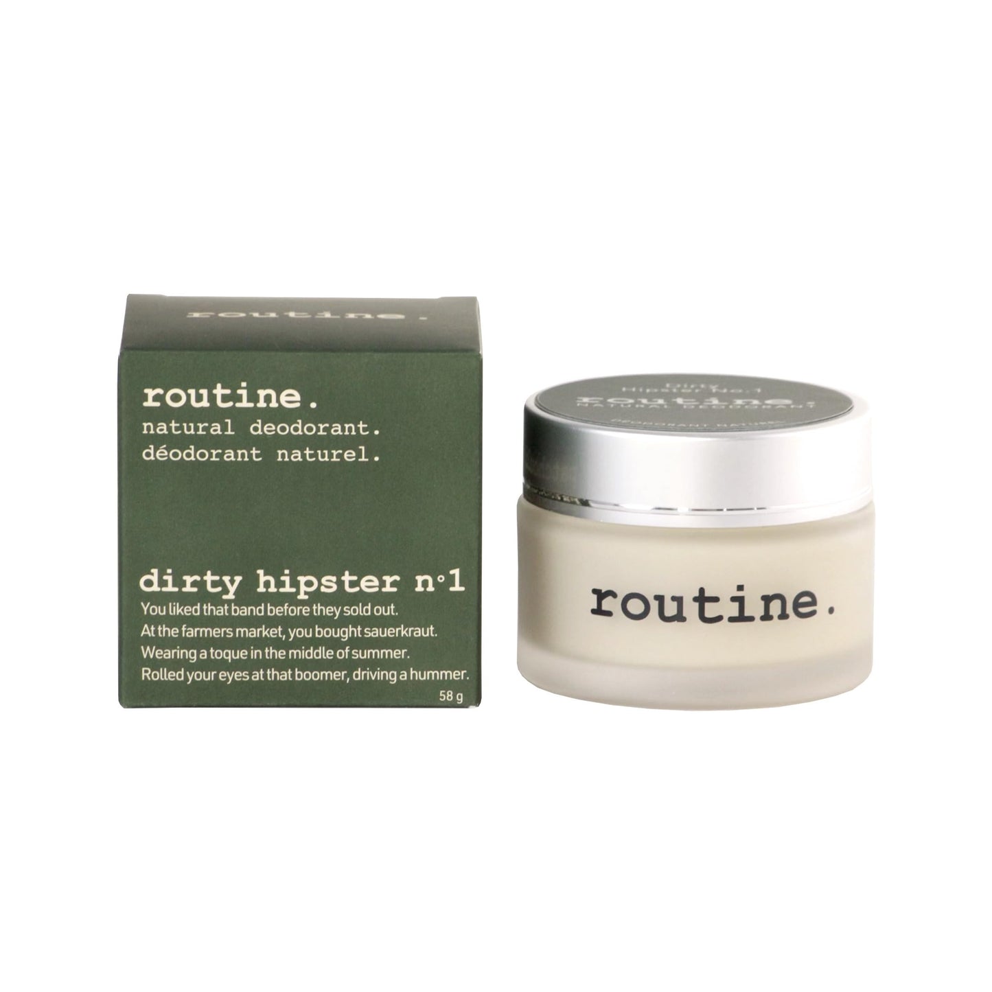 Routine. Natural Deodorant Dirty Hipster No. 1 Deo Jar | 2 Fluid Oz. Natural Deodorant | Aluminum Free Natural Deodorant For Women & Men (Cream Jar Formula)