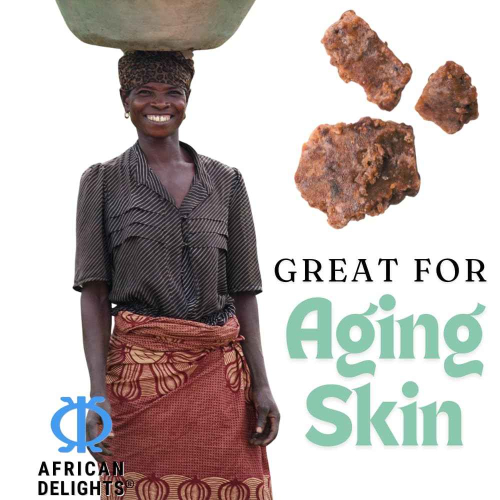 African Delights Herbal Black Soap Bar – Organic Soap for Acne & Sensitive Skin, Traditional Skincare from Ghana, Face & Body Cleanser, Jabon Negro Africano