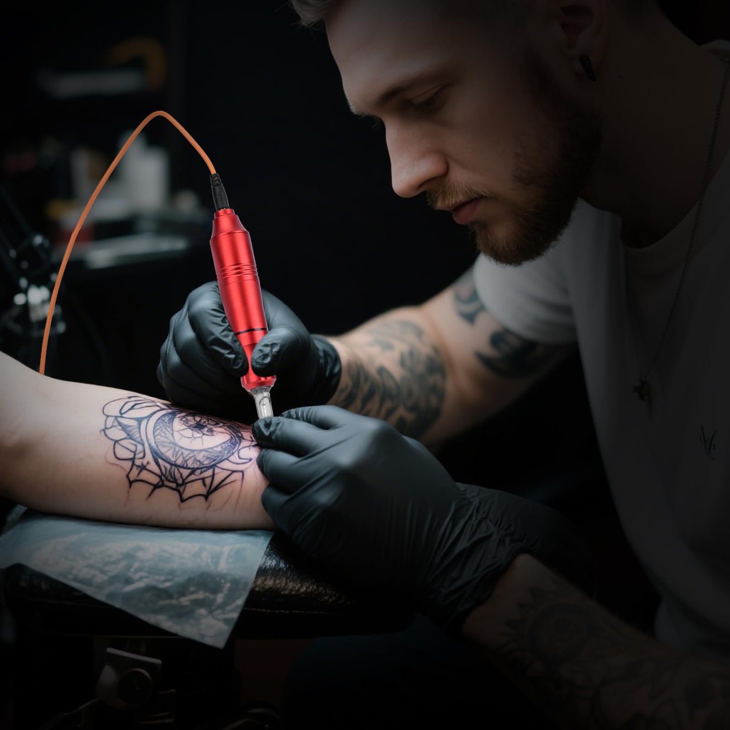ATOMUS Tattoo Gun Machine Kit, Pen Style Tattoo Cartridge Machine with 14 Color 5ml Inks Power Supply 20pcs Tattoo Cartridge Needles Foot Pedal