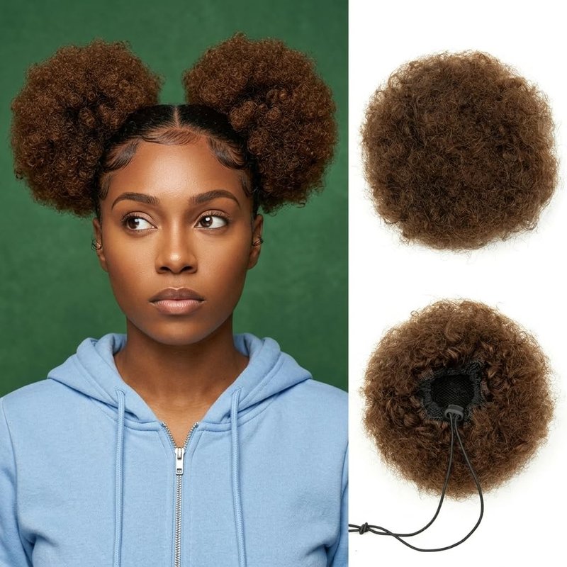 isheeny Afro Ponytail Wig For Black Women, Brown Drawstring Ponytail Human Hair For Women, Adorn Your Look With Our Drawstring Afro Puffs, The Perfect Hairpiece For Everyday And Special Occasions