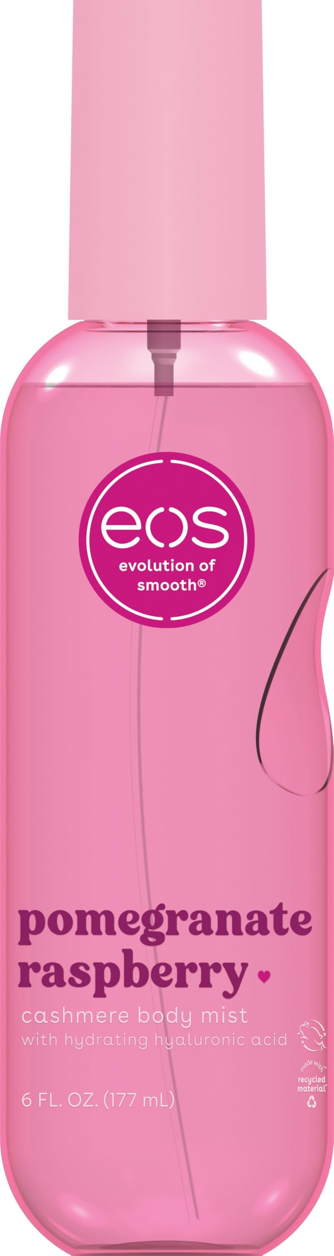 eos Cashmere Body Mist, Pomegranate Raspberry, Body Spray for Women, Fruity Hair Mist, Moisturizing Formula with Hyaluronic Acid and Glycerin, Vegan, Cruelty-Free, 6 fl oz