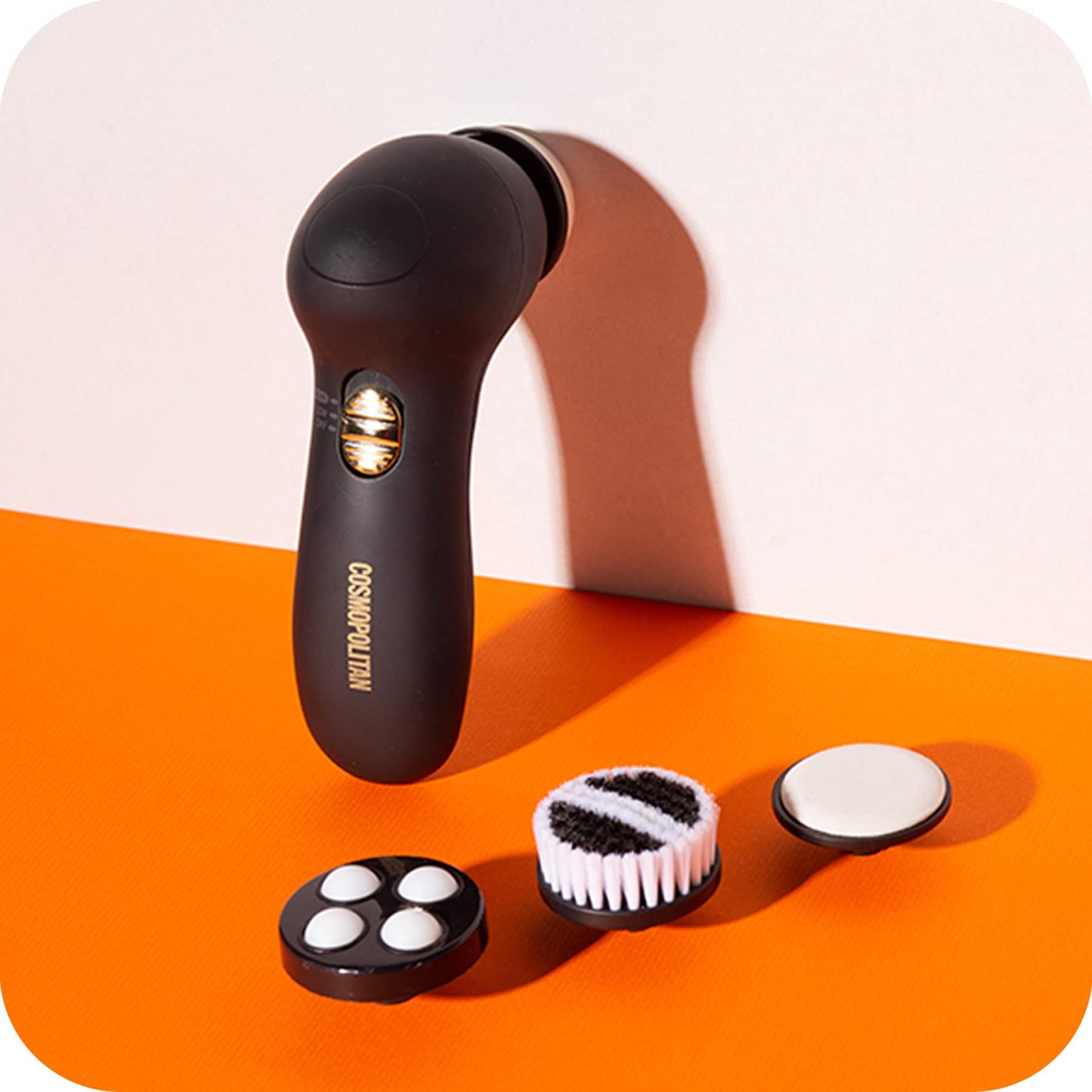 Cosmopolitan Electric Face Cleansing Brush, Spin Brush for Face, Facial Brush for Skin Cleansing and Exfoliating, Face Spin Brush for Acne, Cleaning Skin & Makeup Removal, Pore Cleaner, Black & Gold