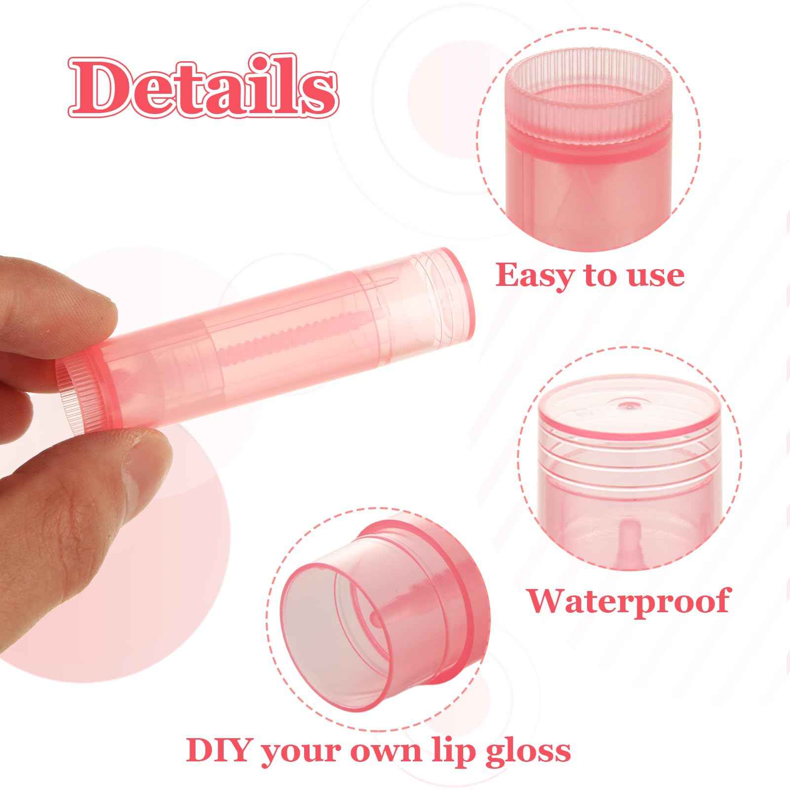LANIAKEA 100PCS Lip Balm Tubes with Filling Tray and Spatula Set, Clear Containers with Pink Caps, Empty Chapstick Tubes Bulk for DIY Lipstick Homemade 3/16 Oz (5.5 ml)