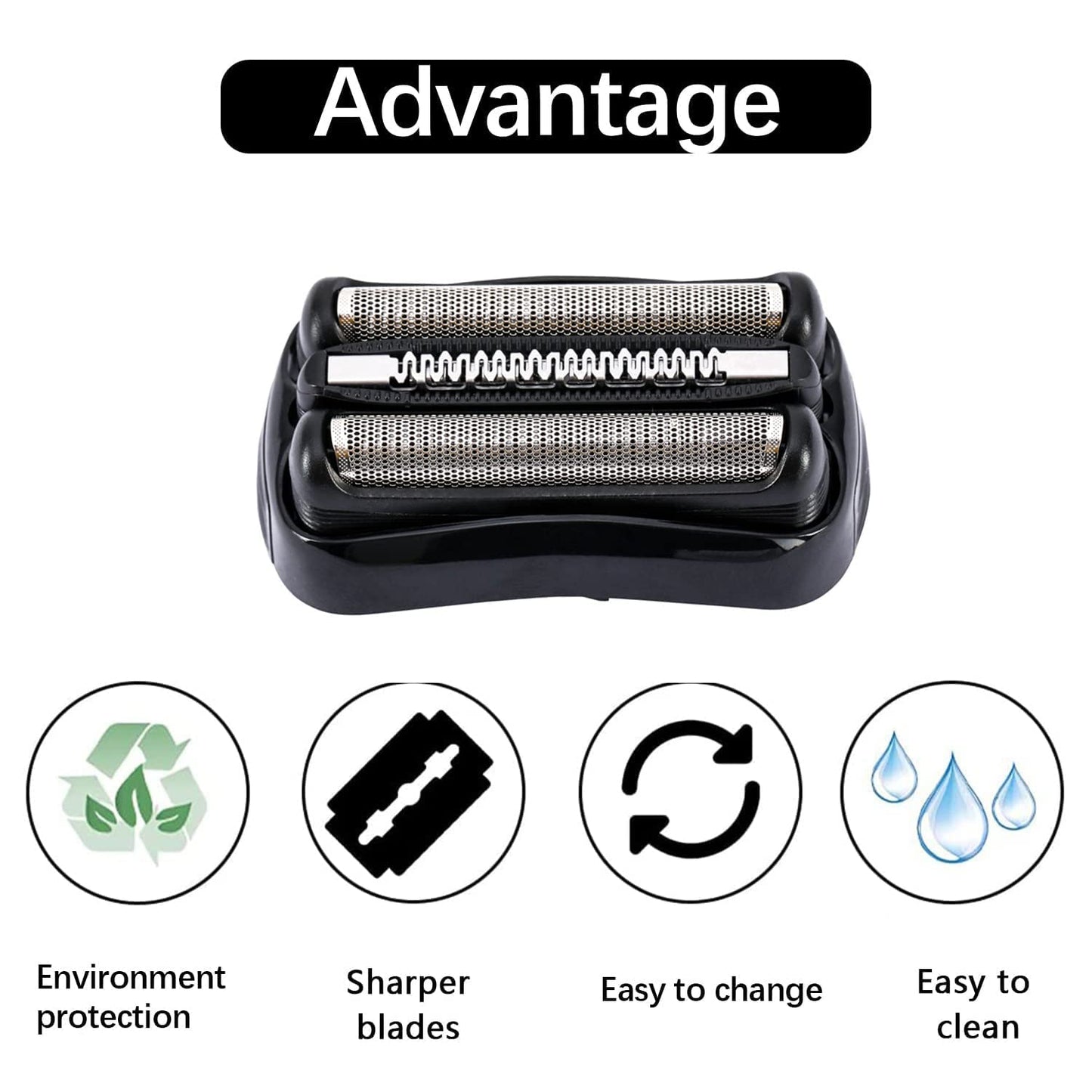 21B Series 3 Replacement Foil and Cutter Compatible with Braun Series 3 Replacement Head & for Braun S3 Wet and Dry Replacement Head,for Series 3 Electric Razor 5409 3010s 3040s 340s-4 300s 310s