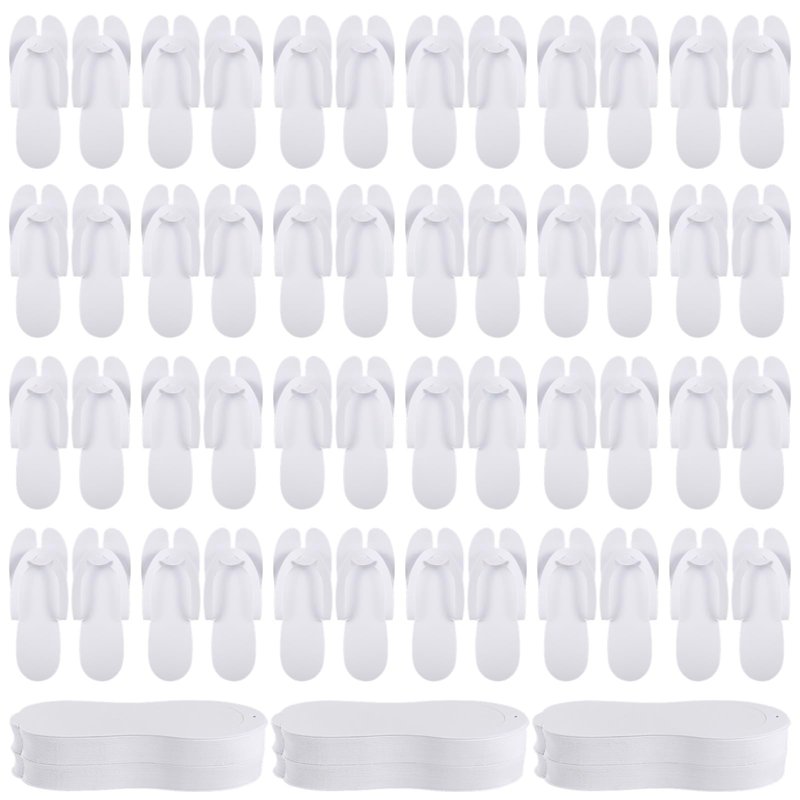 TIMCORR 100Pairs Disposable Pedicure Flip Flops Slippers Bulk,White EVA Flip-Flops Kit,SPA Pedicure Slippers for Adult,Lightweight and Easy to Wear,Ideal for Nail Salons,Hotels,Travel,Home,Party