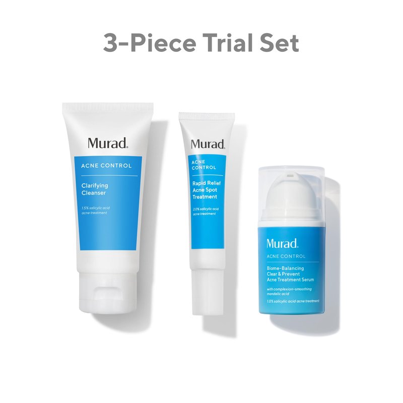 Acne Treatment Trial Kit – Salicylic Acid & Mandelic Acid for Clear Skin – Oil Control, Spot Treatment & Cleanser – Travel Size Skincare for Acne-Prone Skin (3-Piece Clear Skin Kit)