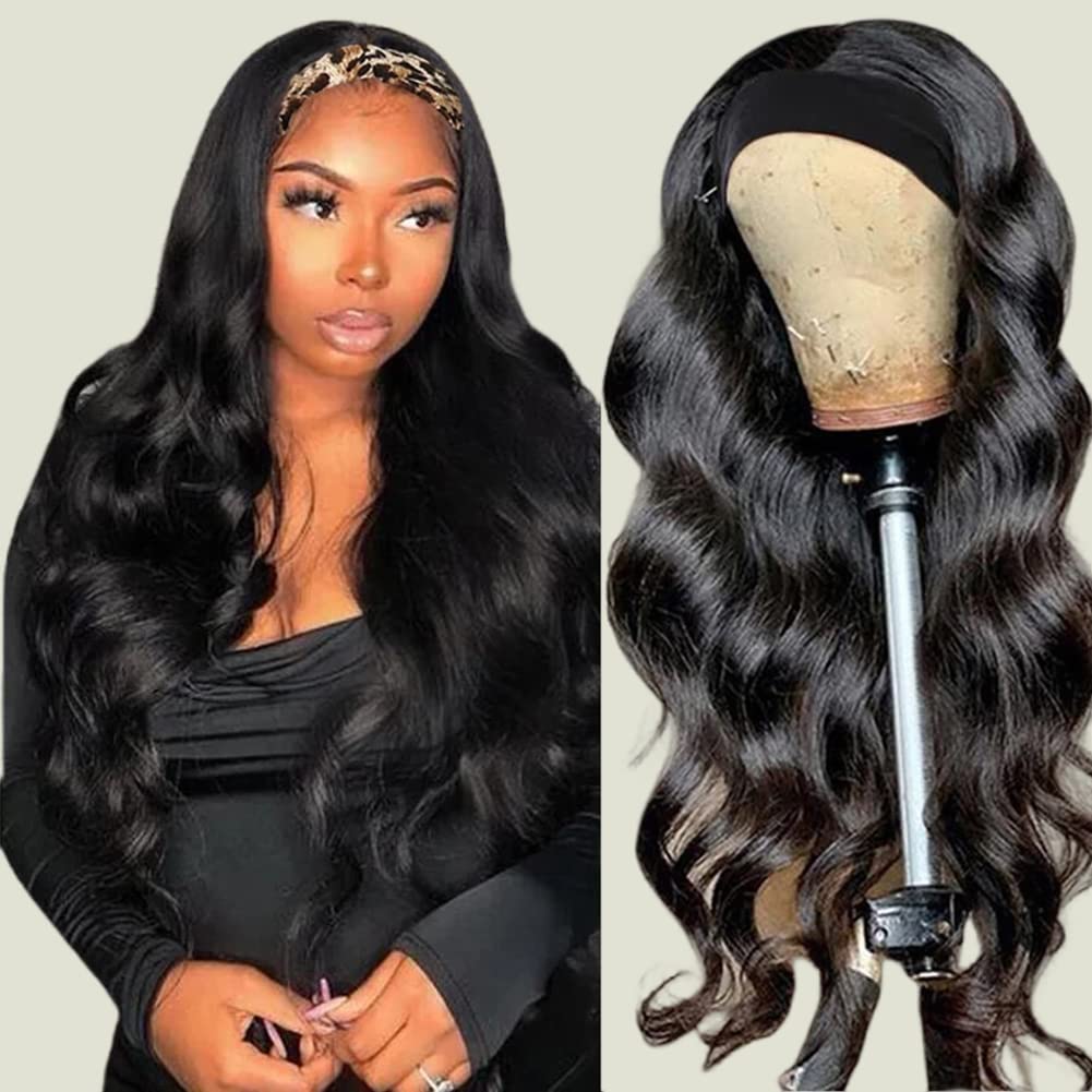Miss Lee Headband Wigs for Black Women Human Hair Glueless Body Wave Headband Wig Human Hair 100% Brazilian Virgin Hair Machine Made Head band Wig 150% Density