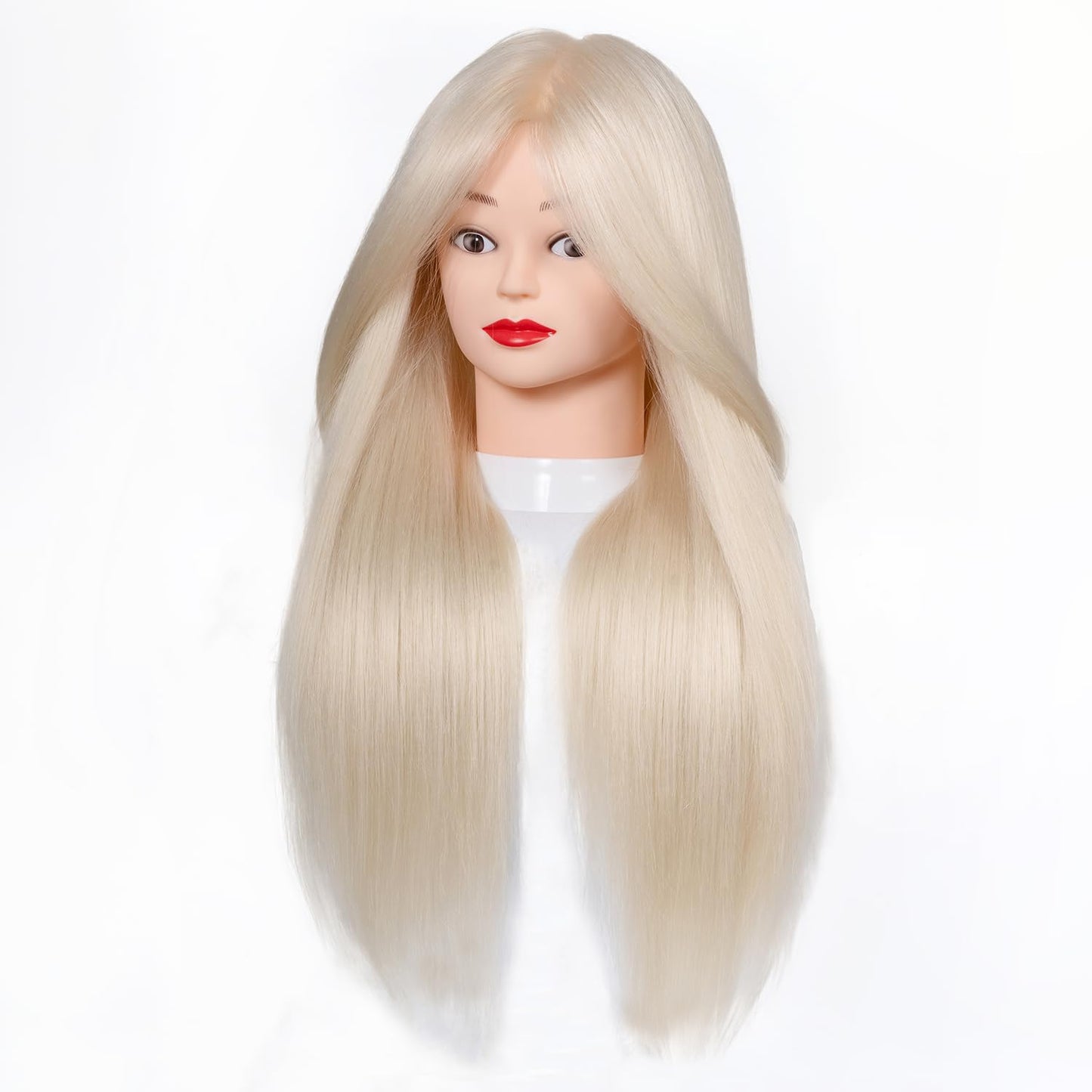 Mannequin Head Human Hair 80% Human Hair, Manikin Head with Hair 24"-26",Cosmetology Mannequin Head practice kit Doll head hair styling,for Braiding Hairdresser Practice Stylin (613#white)