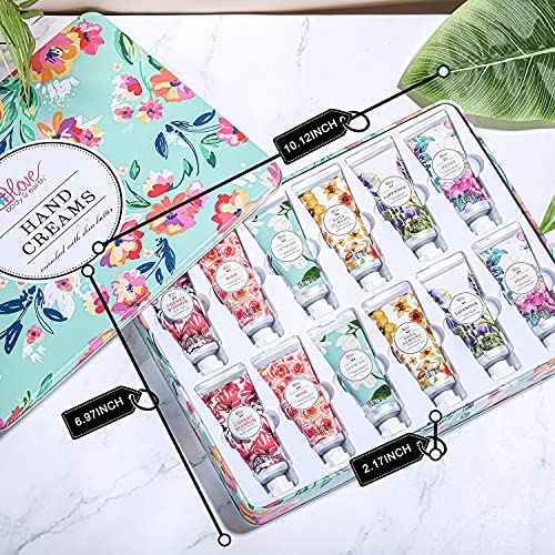 BODY & EARTH Hand Cream Gift Set for Mothers Day Gifts for Mom, Pack of 12 Enriched with Shea Butter to Nourish Dry Hands, Hand Lotion Gift Packs, Travel Size Hand Lotion Set, Birthday Gifts for Women