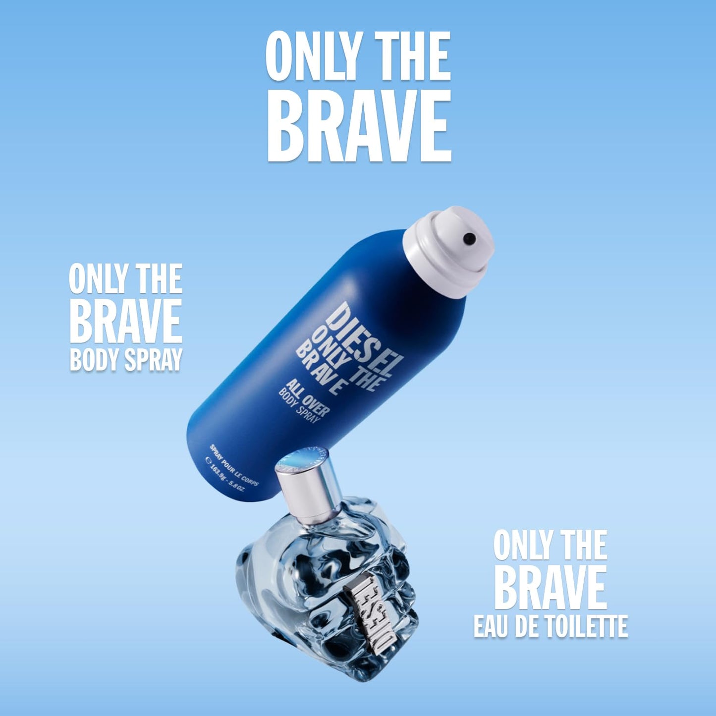 Diesel Only The Brave, Body Spray for Men, Fougere Scent With Notes of Lemon, Rosemary & Ambery Wood, 6.8 Fl. Oz.