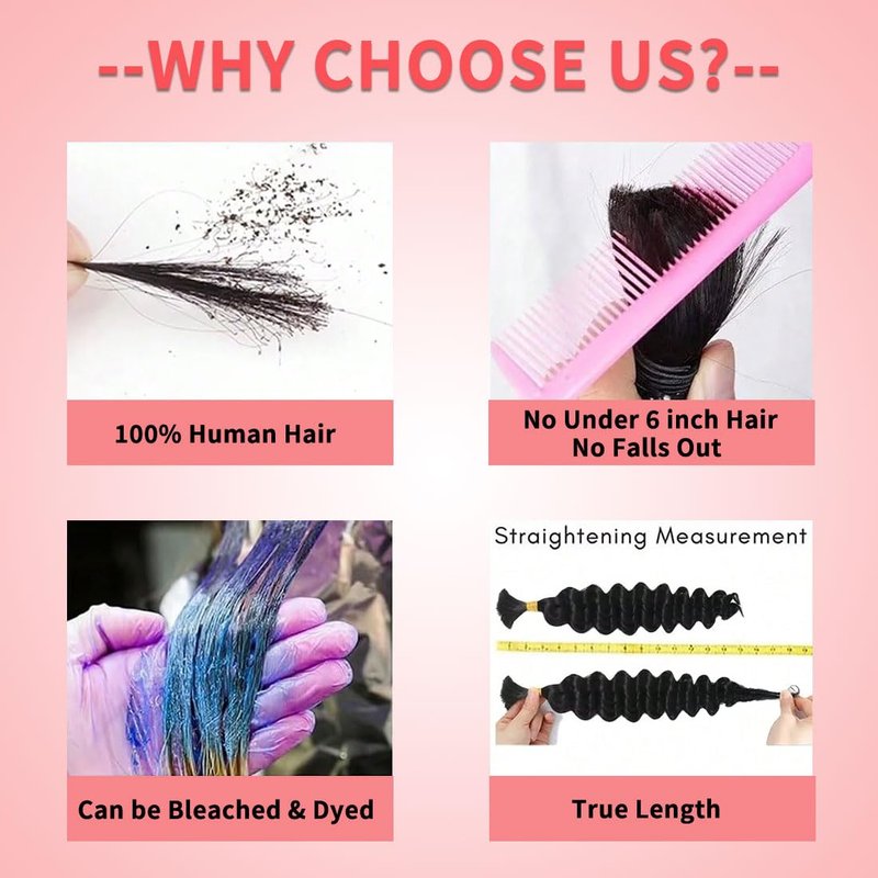 Human Braiding Hair for Boho Braids 12A Deep Water Wave Bulk Human Hair for Braiding No Weft Wet and Wavy Curly Human Hair Extensions (1B-Natural Black-Deep, 110g-20 Inch)