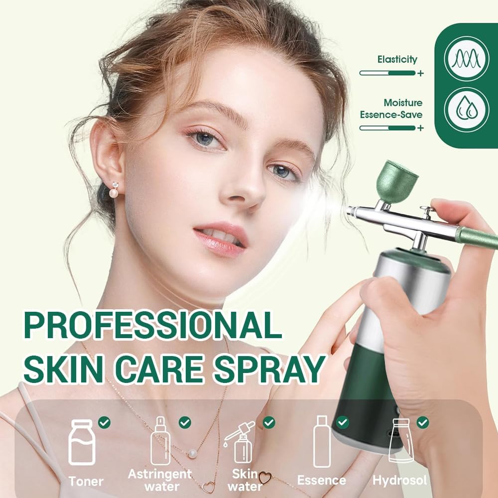 Oxygen Facial Machine - Portable Rechargeable Facial Steamer for Skin Rejuvenation | Green Color