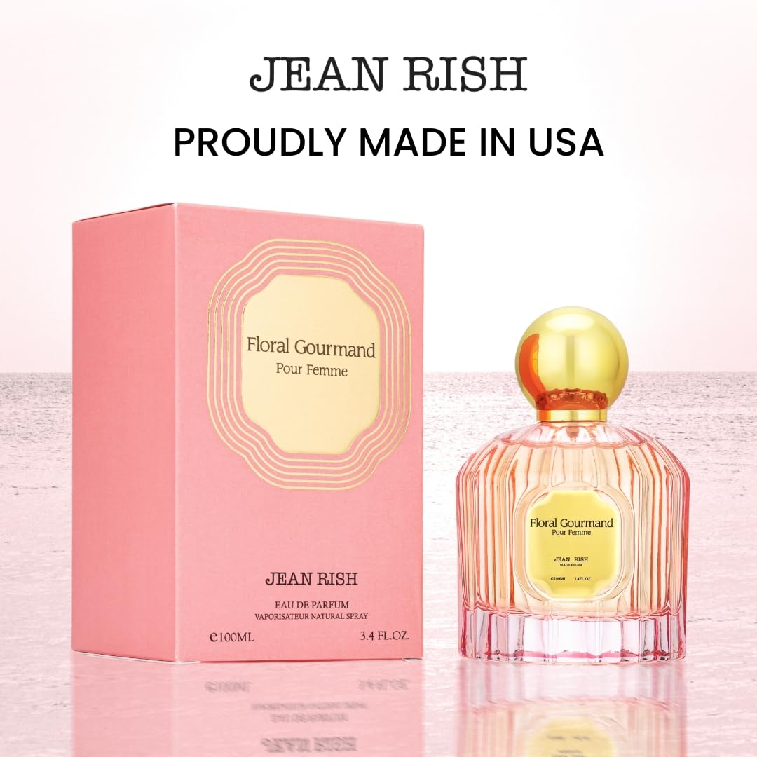 Jean Rish Floral Gourmand Perfume for Women Eau De Parfum, Long-Lasting Luxury Fragrance, Made In USA - Vanilla, Jasmine, Amber, Musk, Patchouli Scent - 100ml / 3.4 oz