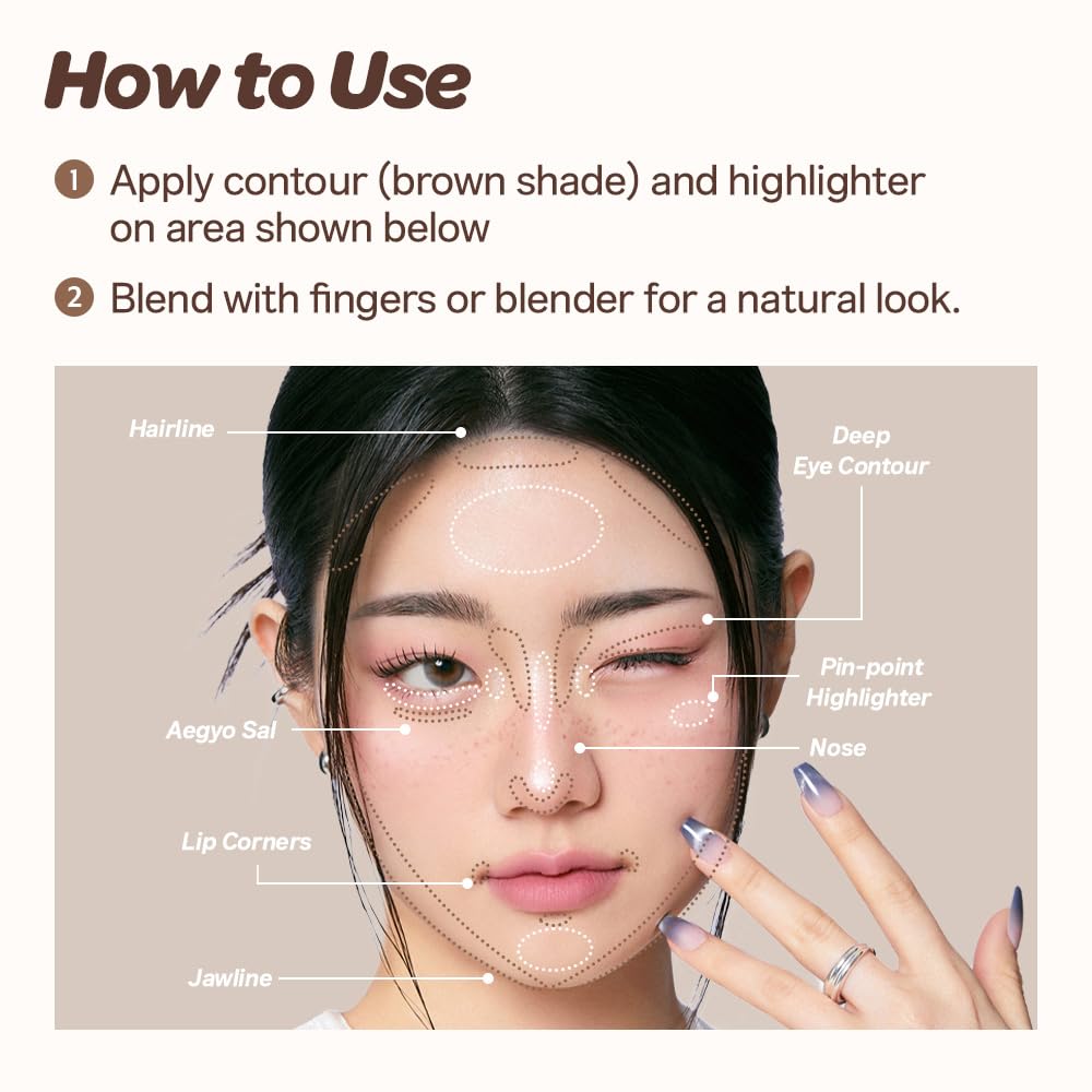 I'M MEME I'm Multi Stick Dual 002 Cool Contouring | Two Shade Shading and Highlighting Matte Finish | Suitable for Beginners Portable Size, Teen Girl Gifts, Gifts for Women, Beauty Gifts