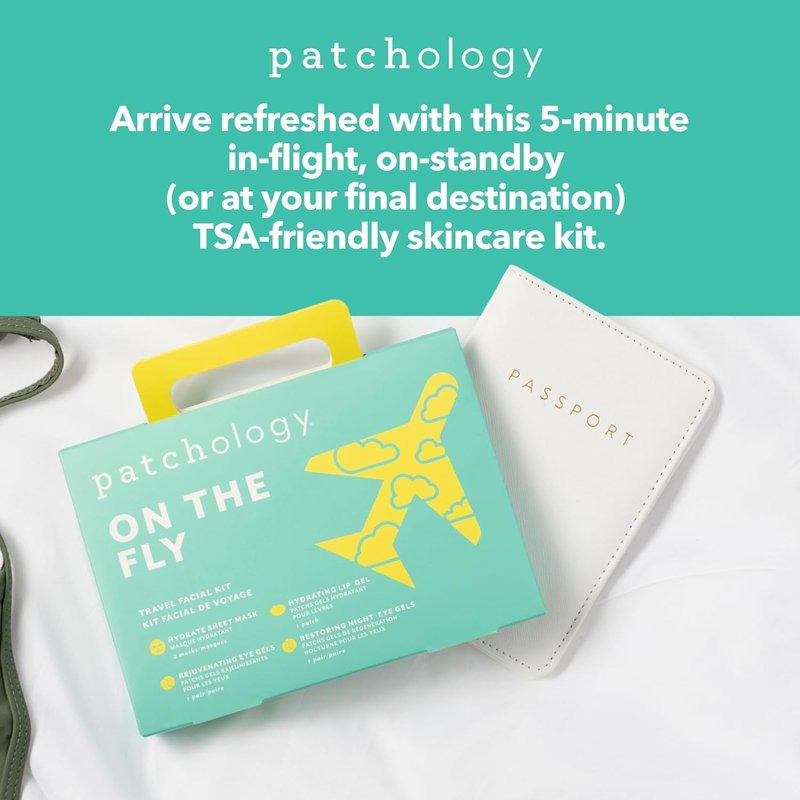 Patchology Travel Facial Kit - Hydrating Skincare Essentials for Face, Eyes & Lips | Includes 2 Under Eye Patches, 2 Hydrate Sheet Masks & 1 Lip Mask