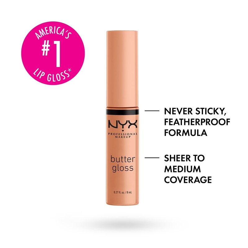 NYX PROFESSIONAL MAKEUP Butter Gloss Non-Sticky Lip Gloss Fortune Cookie & Mechanical Cocoa Lip Liner Pencil