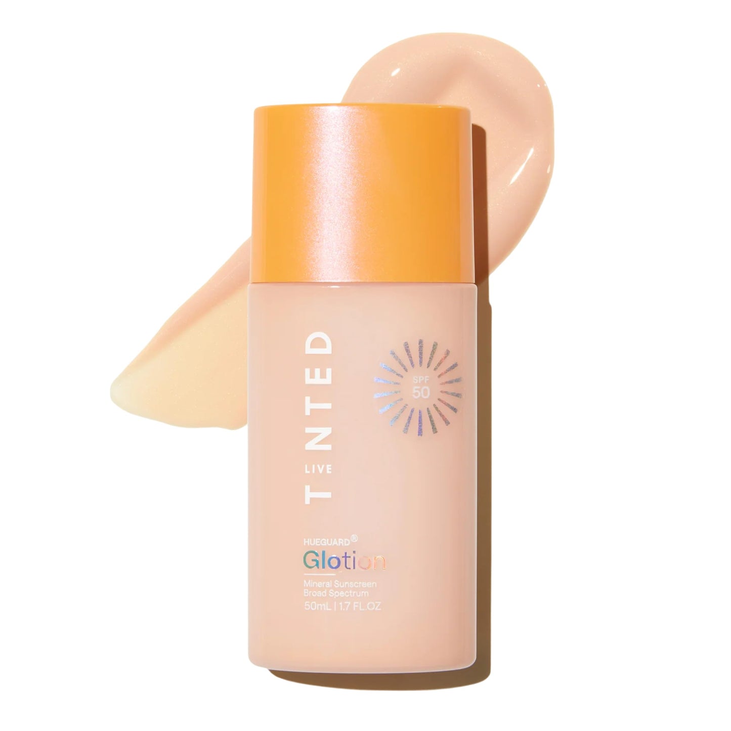 Live Tinted Hueguard Glotion Mineral Tinted Sunscreen For Face SPF 50 – Lightweight Fragrance-Free Sunscreen – Clean & Vegan Primer With SPF - Light Medium .5 FL Oz