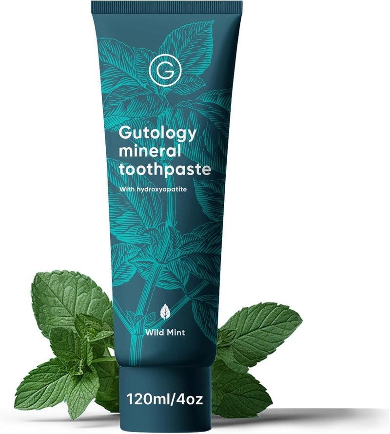 Gutology Natural Probiotic Toothpaste - Fluoride-Free Remineralizing Formula for Sensitive Teeth | Wild Mint Flavor, 5.5 Fl Oz