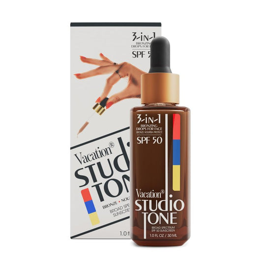 Vacation Studio Tone SPF 50 Bronzing Drops for Face, 1 Fluid Ounce - Bronzing Sunscreen, Sunkissed Glow, Face Sunscreen, Makeup-Friendly, Non-Comedogenic, Broad Spectrum, Vegan