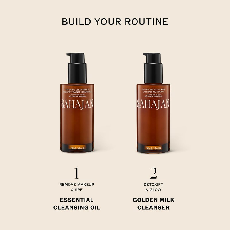Sahajan Essential Cleansing Oil, Ayurvedic Makeup Remover and Oil Cleanser for Face, Gently Removes Waterproof Makeup and SPF, Squalane, Moringa, All Skin Types, Double Cleanse, 4 oz
