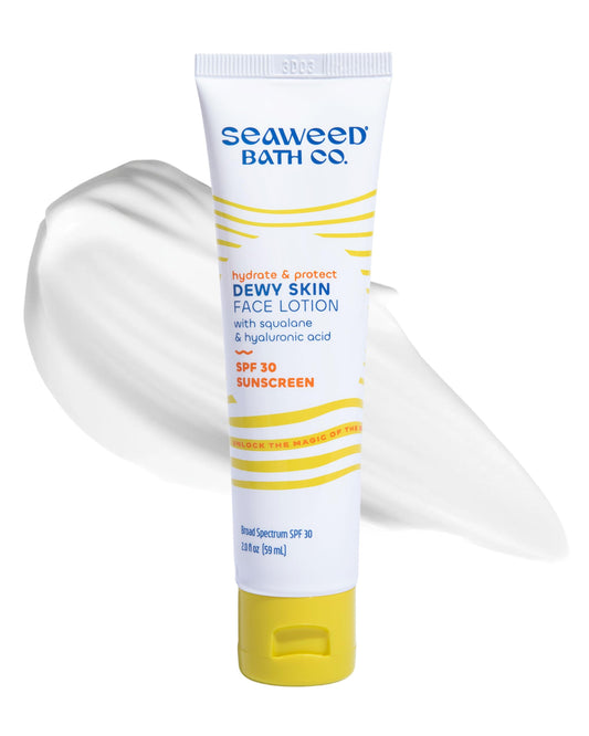 Seaweed Bath Co. Hydrate & Protect Dewy Skin Face Lotion SPF 30 - Broad Spectrum Zinc Oxide Lightweight Facial Sunscreen - Daily Moisturizer with Seaweed, Hyaluronic Acid & Squalane, 2 oz