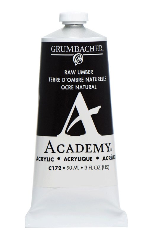 Grumbacher Academy Acrylic Paint, Gloss, 90ml/3 oz Metal Tube, Raw Umber