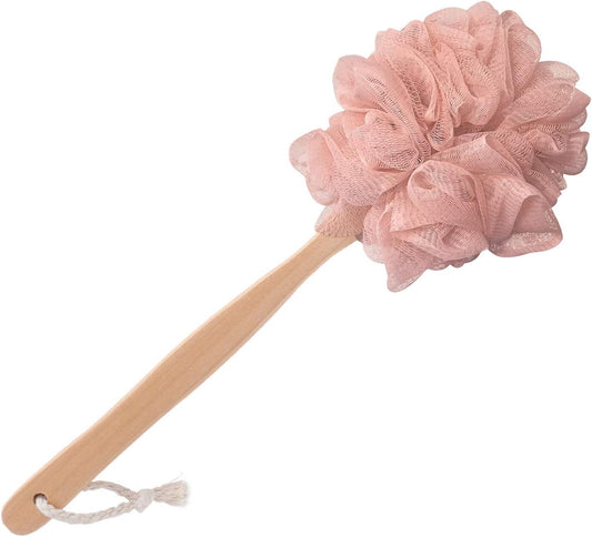 Loofah with Handle, Loofah on a Stick, Shower Sponge with Handle, Bath Brush, Shower Brush for Body, Back Scrubber for Shower, PE Soft Mesh Luffa for Men and Women