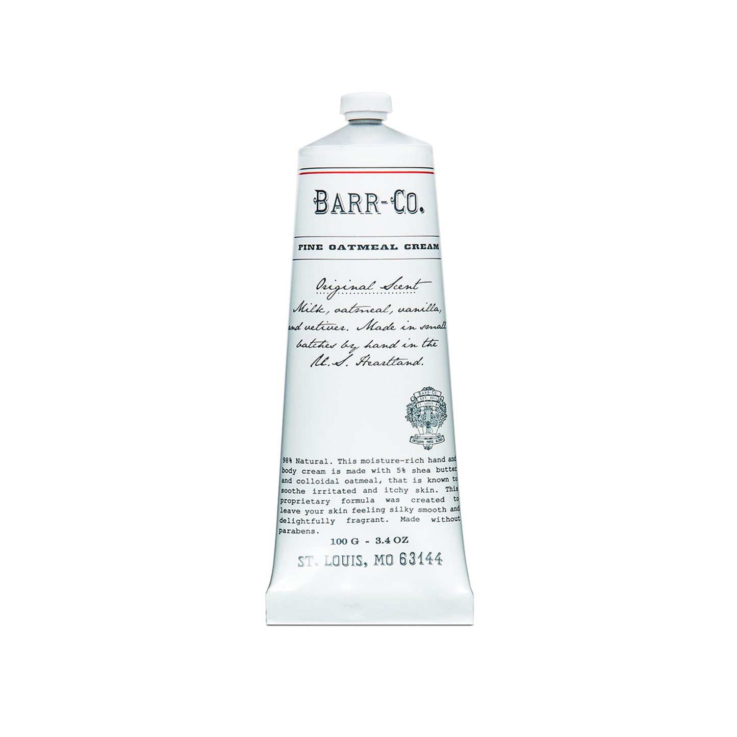 BARR-CO. Original Scent Shea Butter Hand Cream for Women & Men - Tranquil Milky Oat, Vanilla & Vetiver Hand Moisturizer for Dry Cracked & Working Hands - Moisturizing, Smooth Repair Cream, 3.4 fl oz