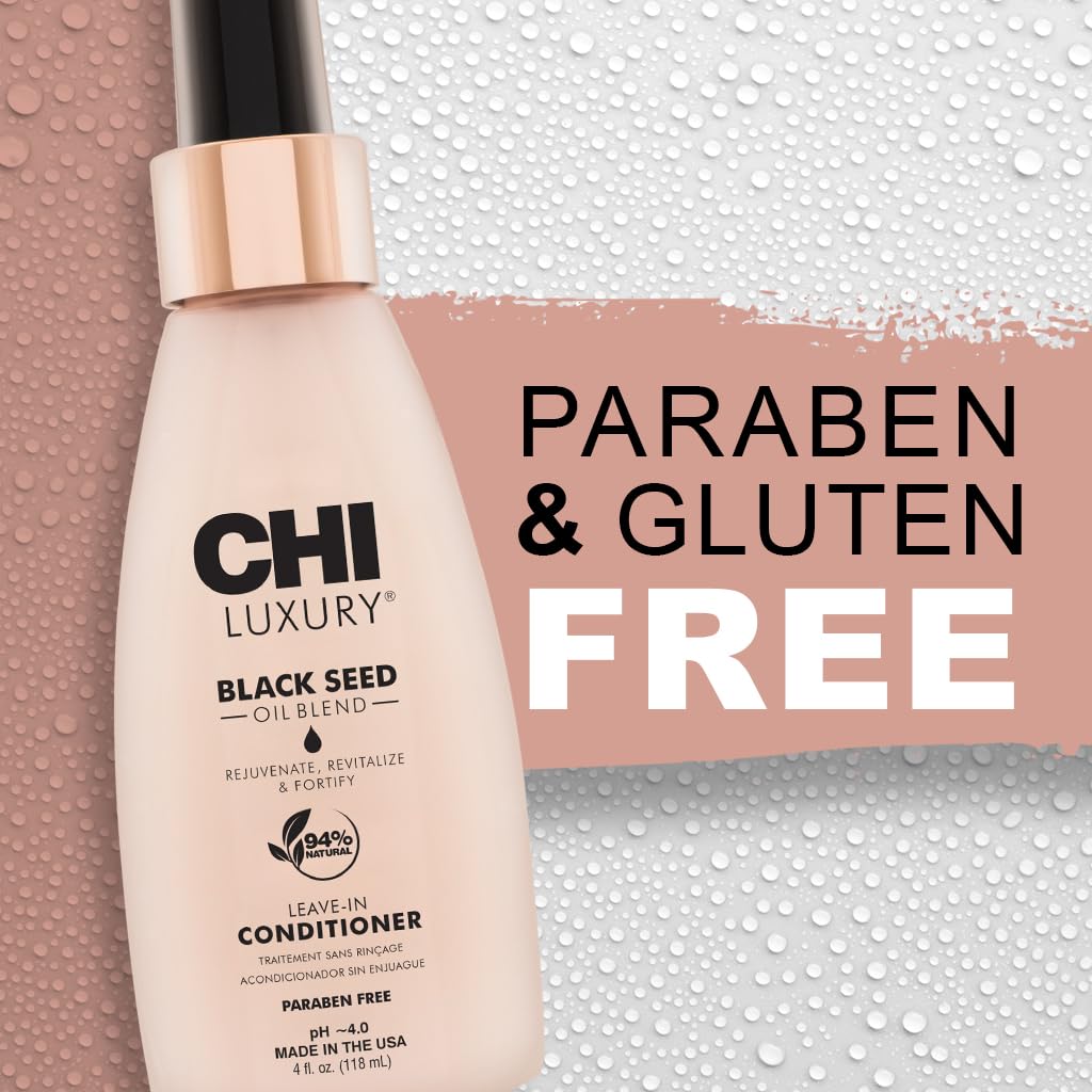 CHI Luxury Black Seed Oil Leave-In Conditioner - Moisturizing Treatment for Stronger Hair | 4 Oz, Sulfate & Paraben-Free