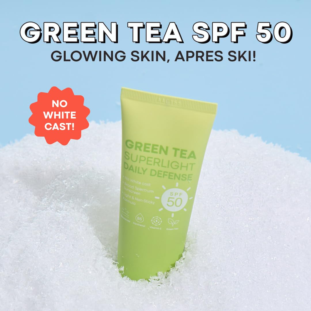 TONYMOLY Green Tea Korean Sunscreen SPF 50+ PA++++ — No White Cast, Lightweight Face Sunscreen for All Skin Tones, Hydrating with Niacinamide, Panthenol & Hyaluronic Acid, 1.69 fl oz