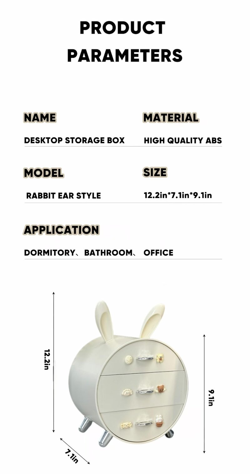 Makeup Organizer and Storage for Perfumes Cosmetics Jewelry,Easter Bunny Box for Countertop, skincare Cabinet Bins 3 draws Stackable Vanity Organizer for Dresser and Bathroom Countertop (Milk White)