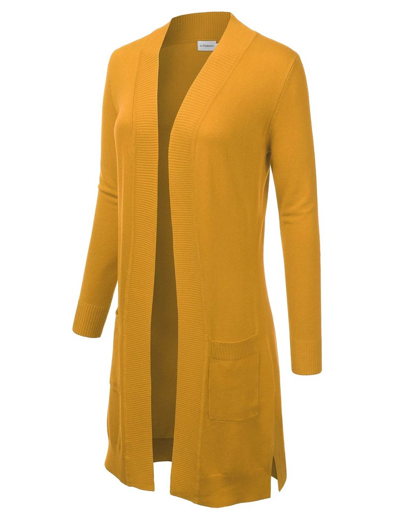 JJ Perfection Womens Casual Long Knit Cardigan Long Sleeve with Pockets Lightweight Open Front Sweater Jacket with Plus Size