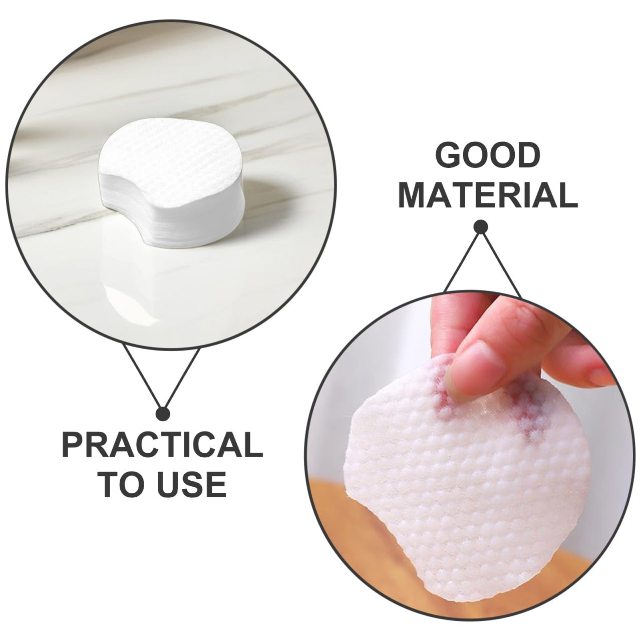 CALLARON 1200Pcs Disposable Semi-Circular Makeup Remover Pads Thick Cotton Rounds for Facial Cleansing and Daily Use Travel Friendly