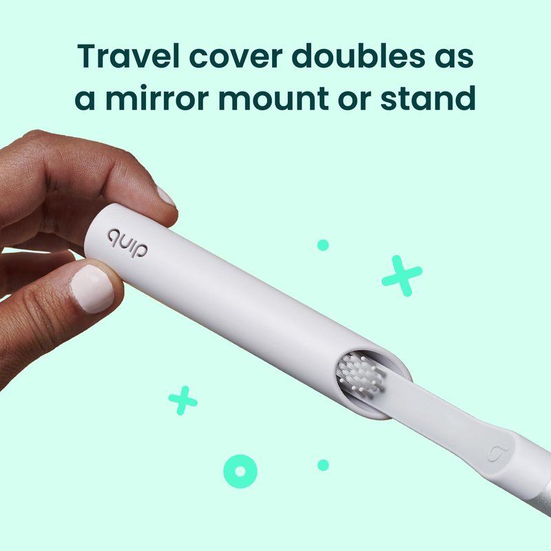 Quip Sonic Electric Toothbrush for Adults with Timer - Includes Travel Case & Replacement Brush Head - 3 Month Battery Life, Plastic Handle - Lavender