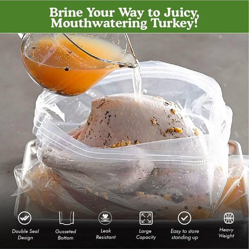 Regency Wraps Brining Bag, Heavy Duty with Double Seal For Juicy Turkey, Bottom Gusset For Easy Storage, BPA Free, Clear, 23.5" X 19.5" Pack of 1
