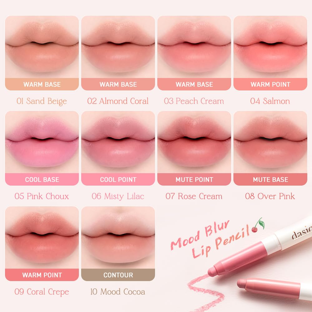 dasique Mood Blur Lip Pencil, 03 Peach Cream, 0.03 oz (0.9 g)