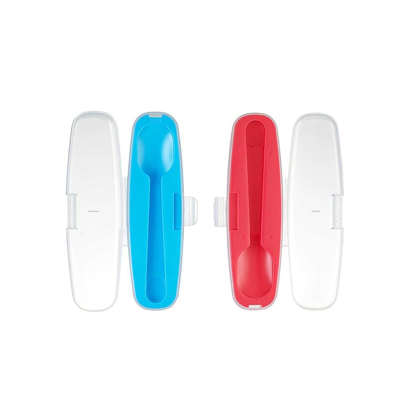 Innobaby Din Din Smart Stainless Steel Spoon and Fork with Carrying Case. Utensil Set for Kids and Toddlers. BPA Free. Blue.