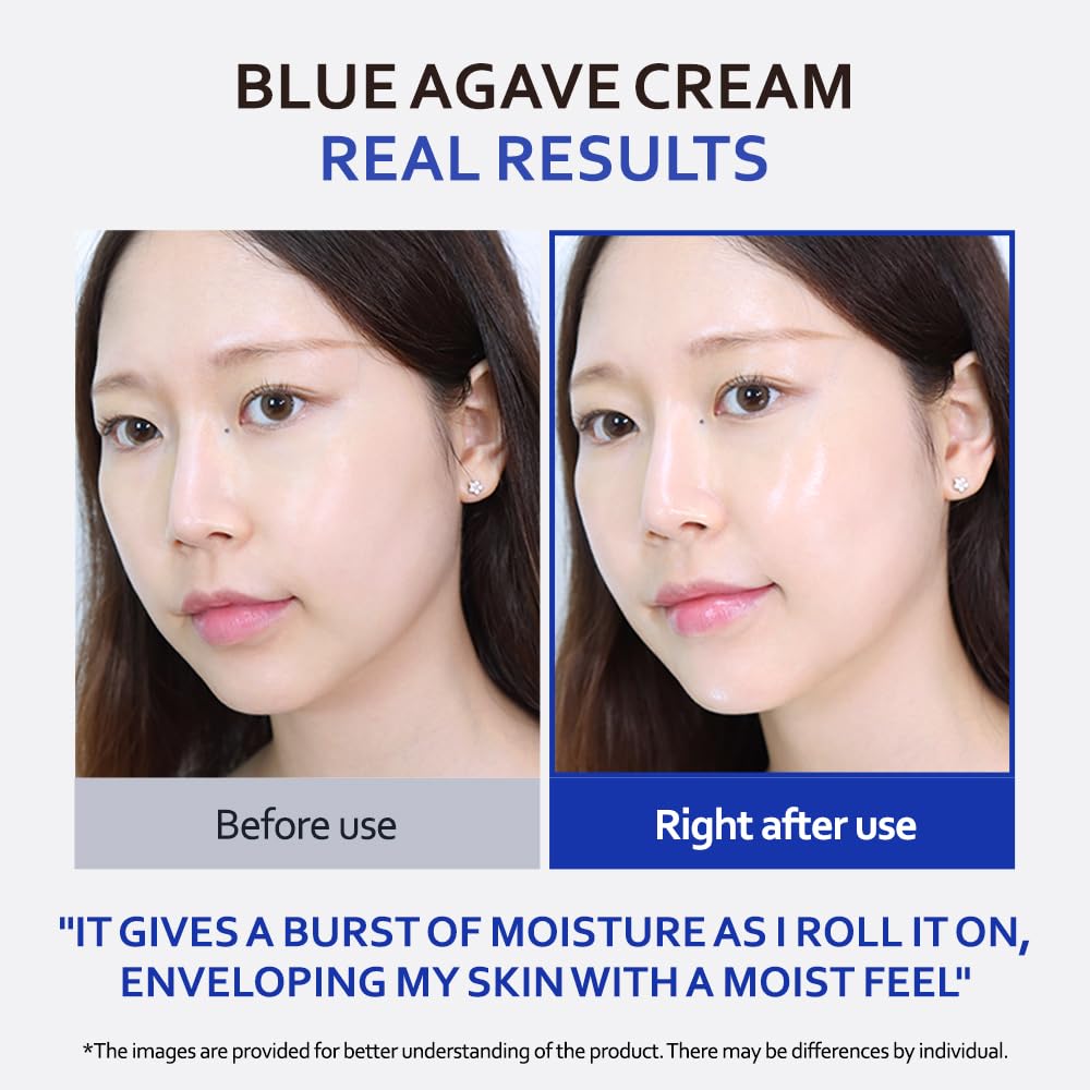 T'ELSE Blue Agave Hyaluronic Acid Cream 1.7 oz, Hypoallergenic Extra Moisturizing Face Cream with Gel Capsules, Rich Facial Moisturizer, Deep Hydration with Clean Ingredients, Korean Skin Care