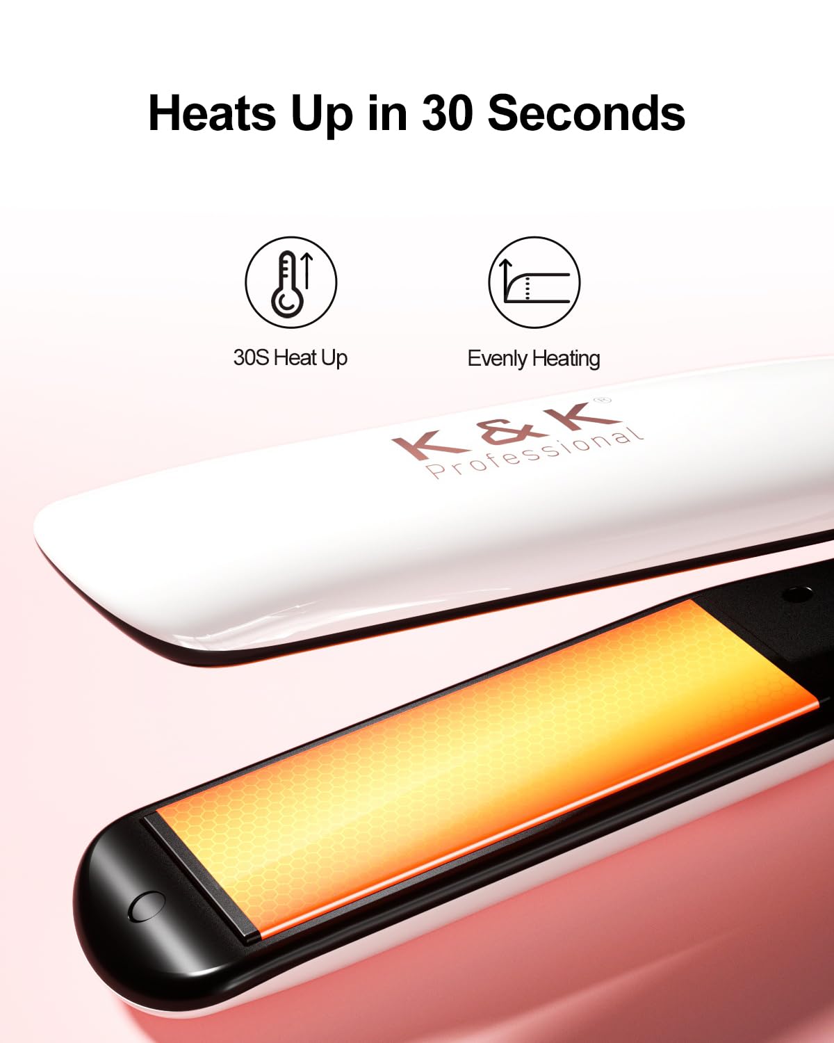 K&K Wide Hair Straightener Iron, Ceramic Tourmaline Coating 1.5 Inch Flat Iron for Long Hair, Professional Keratin Therapy Straighteners for Less Frizz, Shinier & Smoother Hair, Hair Styling Tools