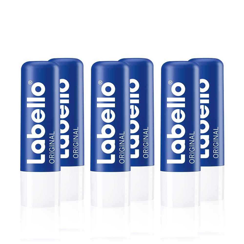 Labello Original Lip Balms - Pack of 6 (6 x 4.8 g), Naturally Beautiful Lips, No Mineral Oils