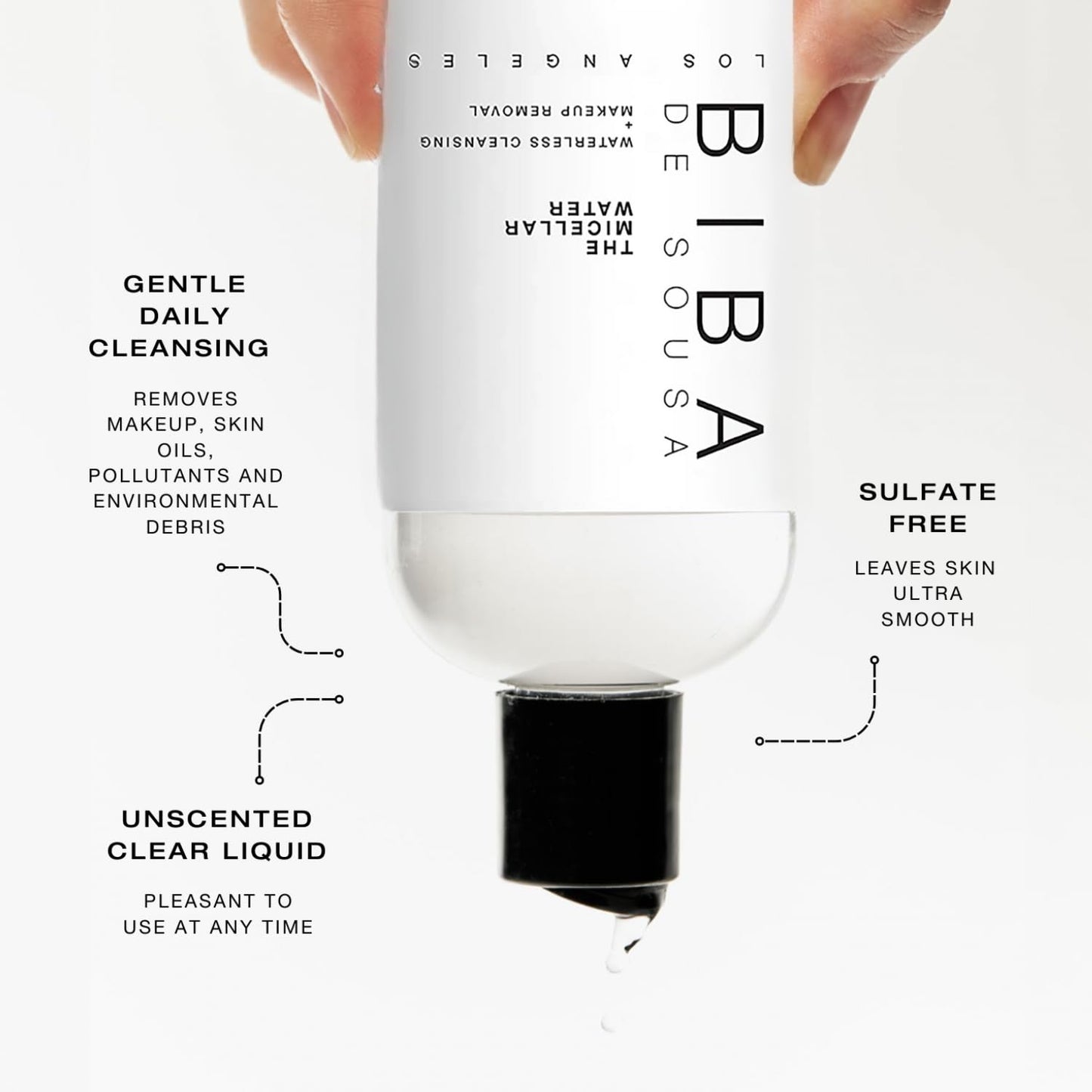 Biba De Sousa The Micellar Water, No-Rinse Cleanser & Facial Makeup Remover - Soothing Cleanser for Sensitive Skin - For All Skin Types (8oz)