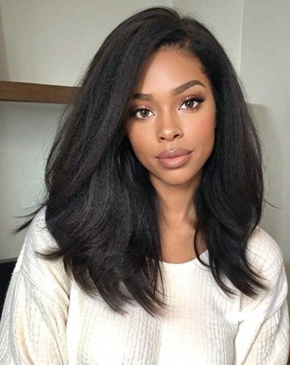 Emistar 16 Inch Body Wave 13x6 HD Lace Front Wigs Blend Human Hair 180% Density Bob Wig Pre Plucked Short Bob Wigs for Black Women Glueless Frontal Wig Synthetic Hair Natural Black Loose Wavy