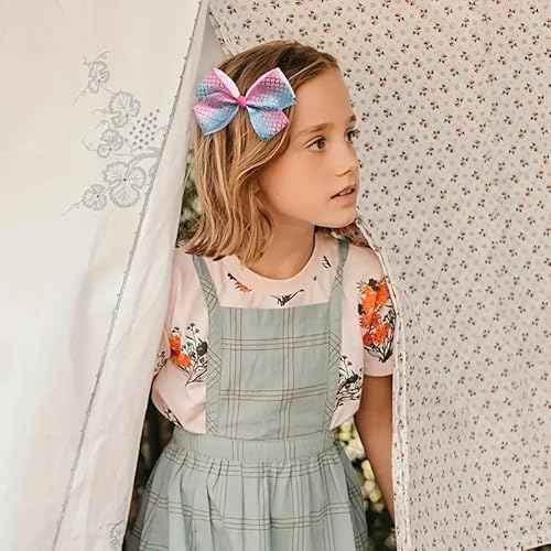 20PCS 5 Inch Hair Bows for Girls Alligator Clips Grosgrain Ribbon Heart Rainbow Big Bows Clips Hair Barrettes Accessories for Little Girls Kids Toddlers Teens