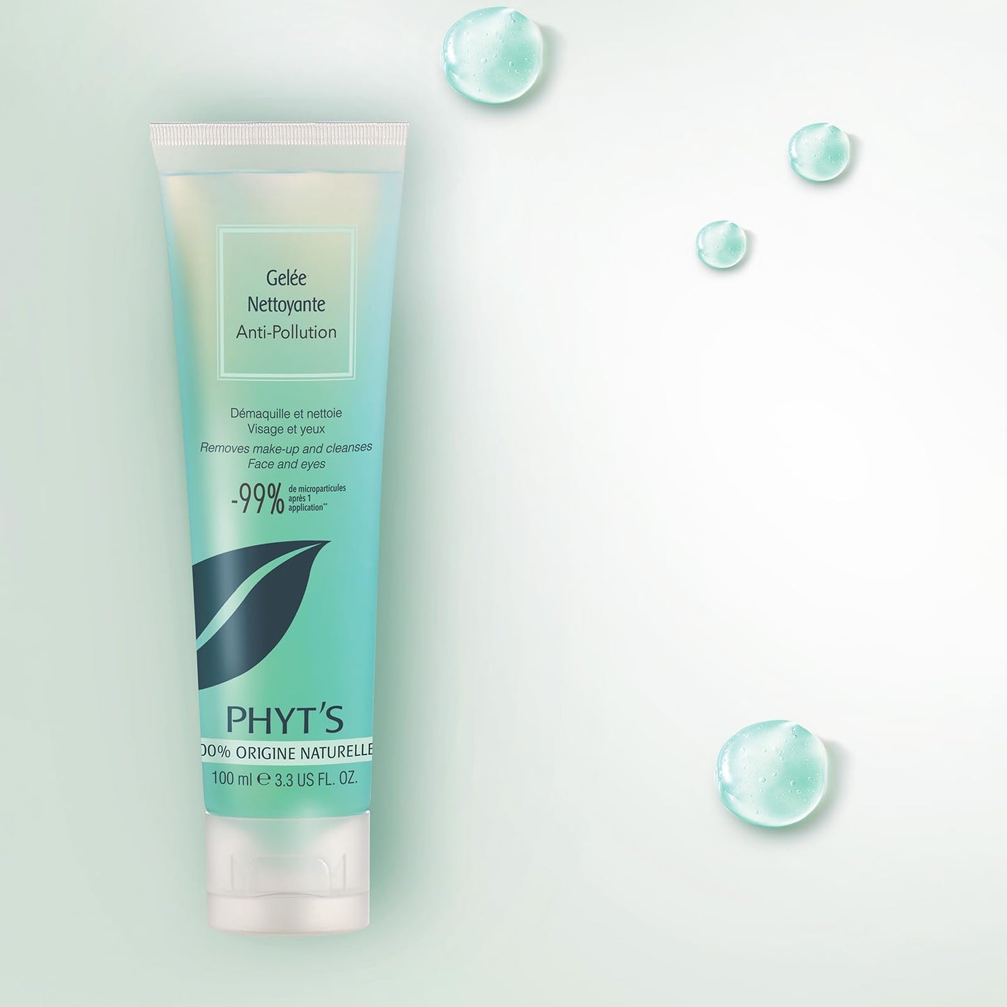 Phyts Anti-Pollution Cleansing Jelly - Facial Cleanser for Women - Removes Waterproof Makeup and Impurities - Nourishes Skin - 3.3 oz