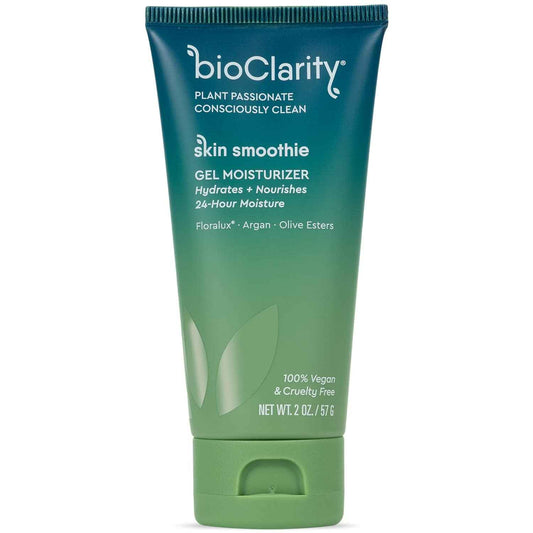 BioClarity Skin Smoothie Gel Moisturizer for Normal & Oily Skin Types, 24-Hour Hydration, Vegan Formula with Clean Ingredients, Olive, Argan, Ceramide, 2 Fl Oz