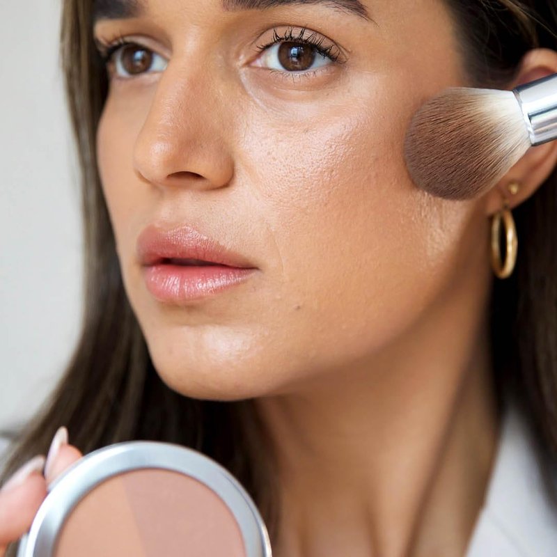Ere Perez Natural Rice Powder Blush & Bronzer Duo - Buildable, Oil-Absorbing Formula | Vegan, Cruelty-Free, Chamomile (Roma)